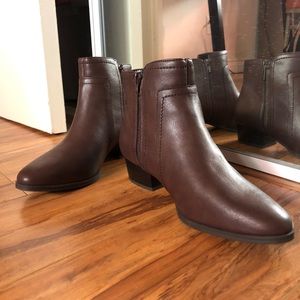 Aerosoles dark brown double cross booties